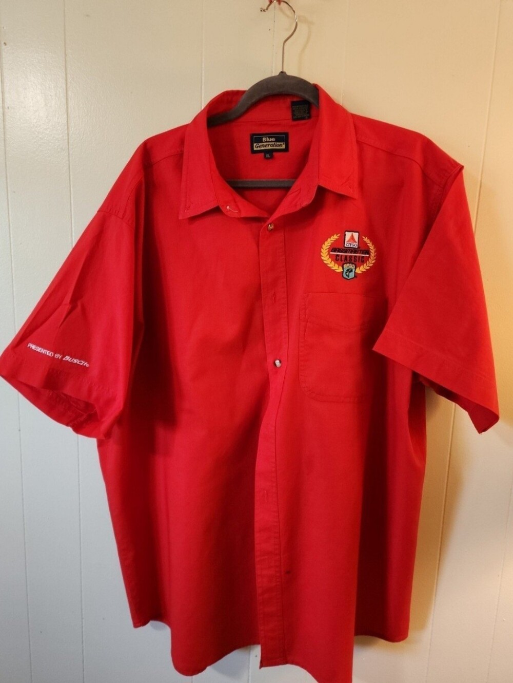 Vtg Blue Generation "Bassmaster Classic" Red Button Up Shirt Size (Men's XL)